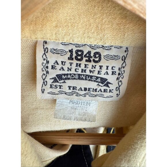 1849 Authentic Ranchwear Womens M Fringe Trim Western Jacket Beige Black Cowgirl - Picture 13 of 13